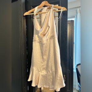 Off white satin halter dress